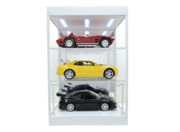 Display Case mit Beleuchtung T9-69927MW Vitrine weiss für Modellautos und viel mehr