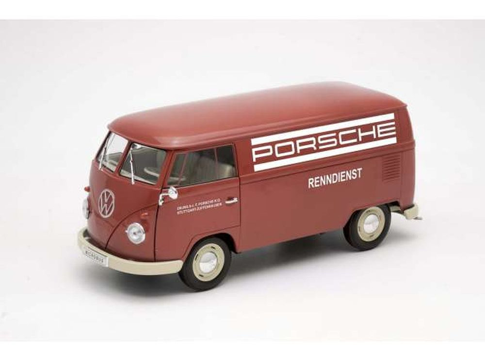 Modellbau Klar De Welly Vw Bus T1 Volkswagen Porsche Renndienst Rot 1 18 18058tdr 1963 Kombi Panel Van