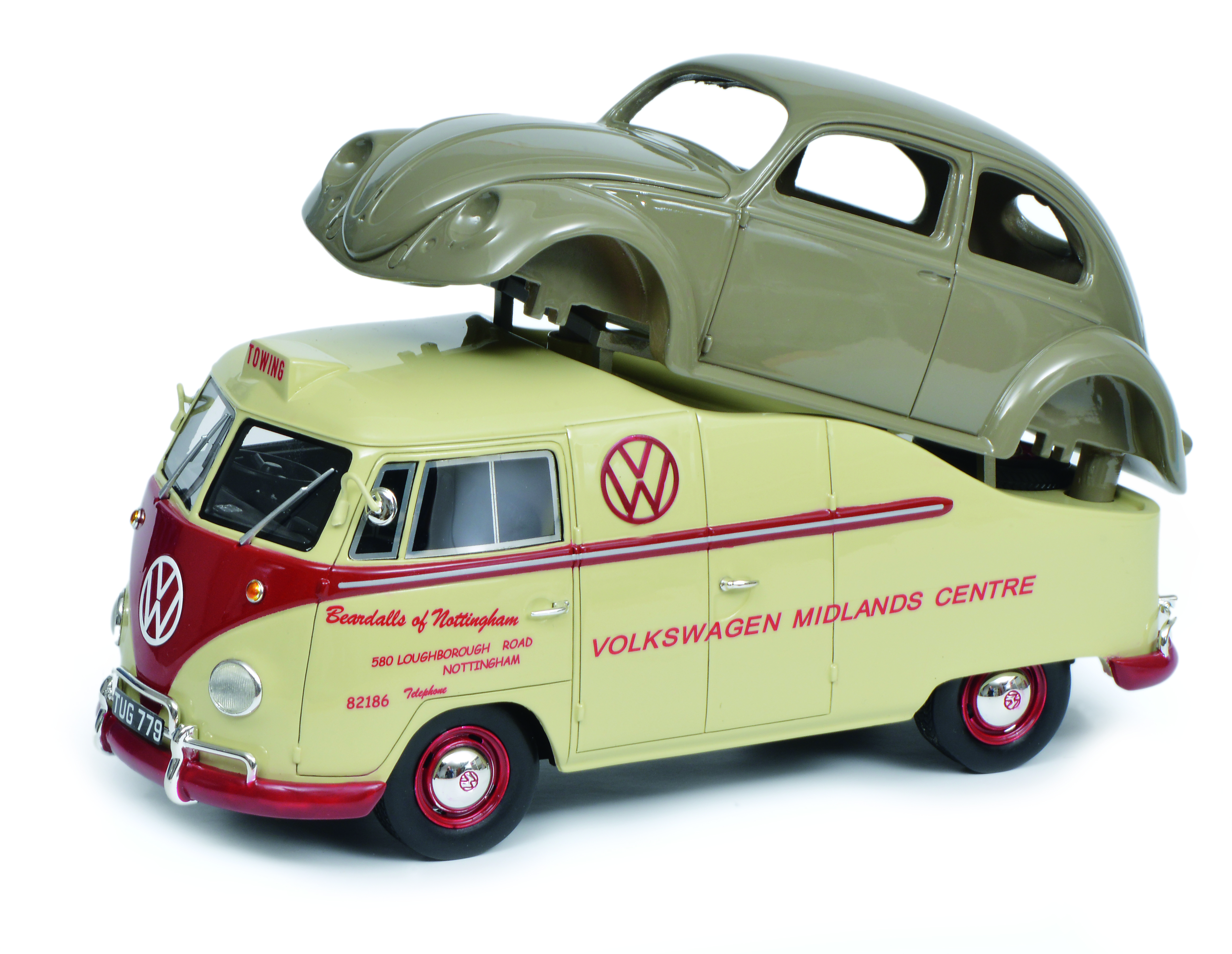 Schuco 450016300 VW T1a Midlands Centre mit Brezelkäfer Karosserie 1:18  limitiert 1/500 Modellauto