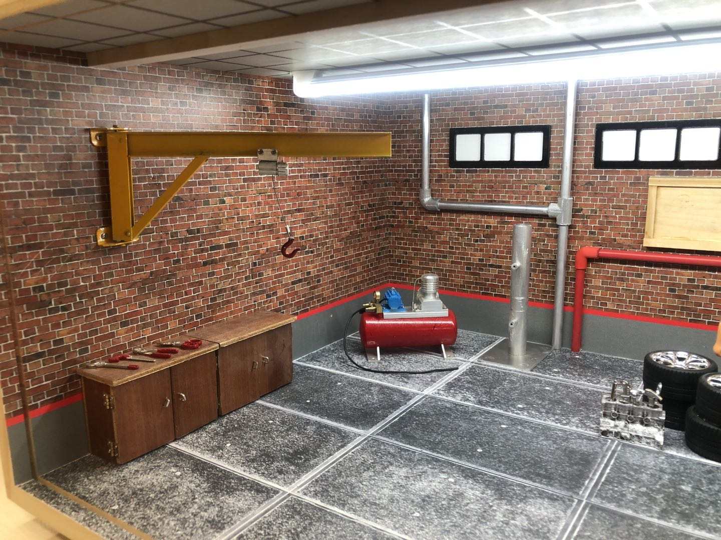 Modell Display Kulissenraum Garage für 1:12 Figuren Modellszene Zubehör