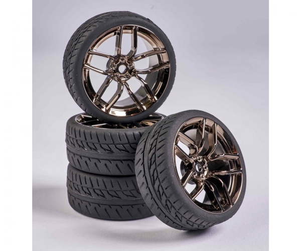 Carson 1:10 Wheelset 10 Spoke Design smoke chrom for Tamiya