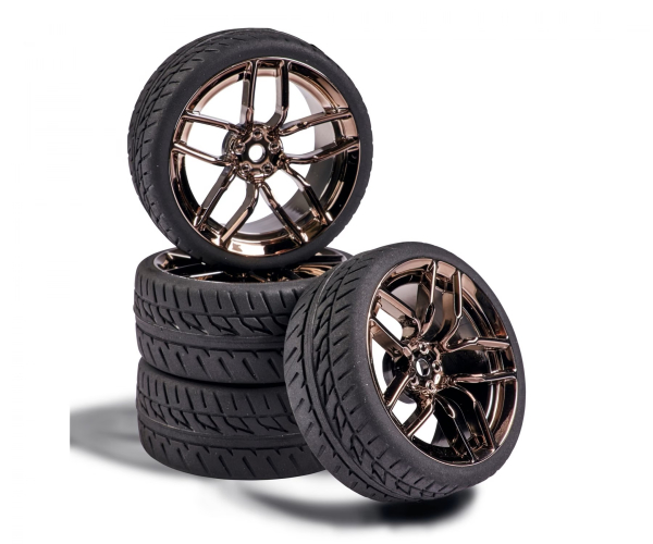 Carson 1:10 Wheelset 10 Spoke Design smoke chrom for Tamiya