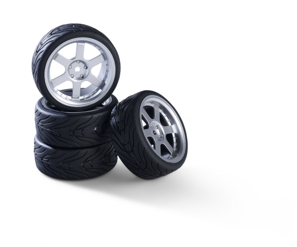 Carson 1:10 Wheelset 6 Spoke Design silver for Tamiya
