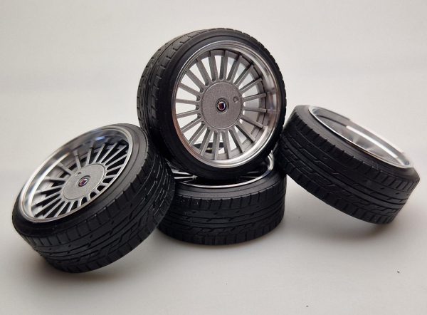 1:12 SD Felgen 16 Zoll "ALU" Alpina II silver 48,5mm modelcar Tuning