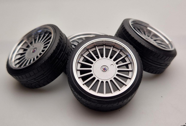 1:12 SD Felgen 16 Zoll "ALU" Alpina II silver 48,5mm modelcar Tuning