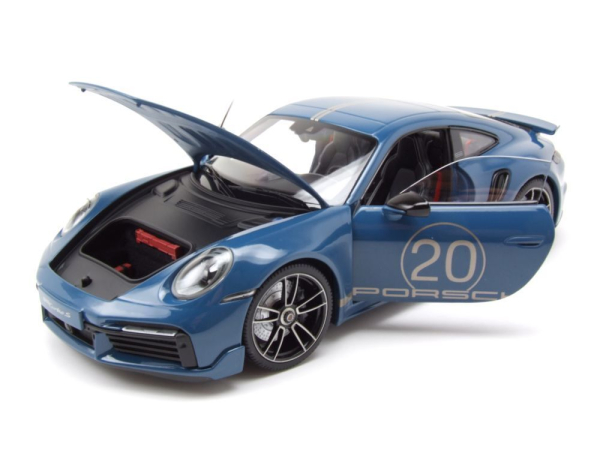 Minichamps PORSCHE 911 992 Turbo S Coupe 2021 Sport Design blau 1:18 Modellauto limitiert 1/504