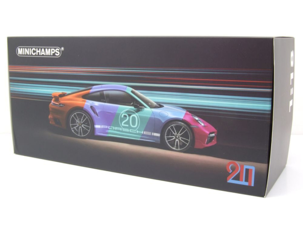 Minichamps PORSCHE 911 992 Turbo S Coupe 2021 Sport Design blau 1:18 Modellauto limitiert 1/504
