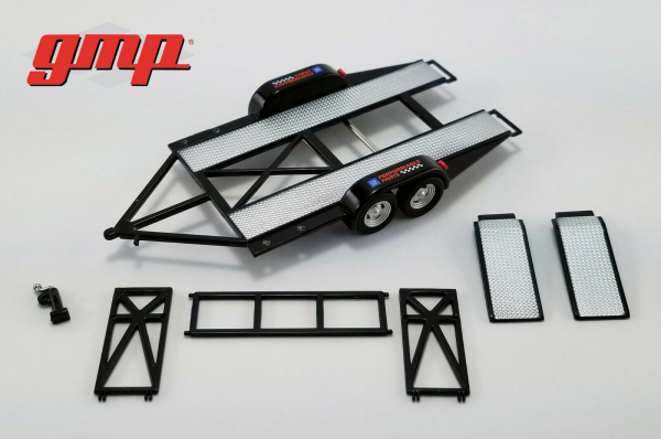 GMP Tandem Trailer mit Reifenregal 1:43 Chevrolet 14311 Auototransport Anhänger