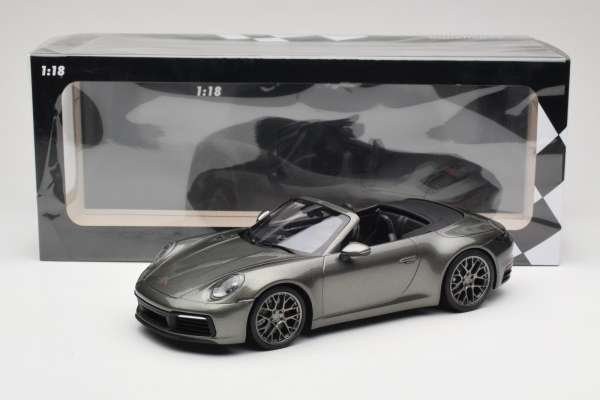 Minichamps PORSCHE 911 992 Carrera 4S Cabrio 2019 grau-grün metallic 1:18 Modellauto