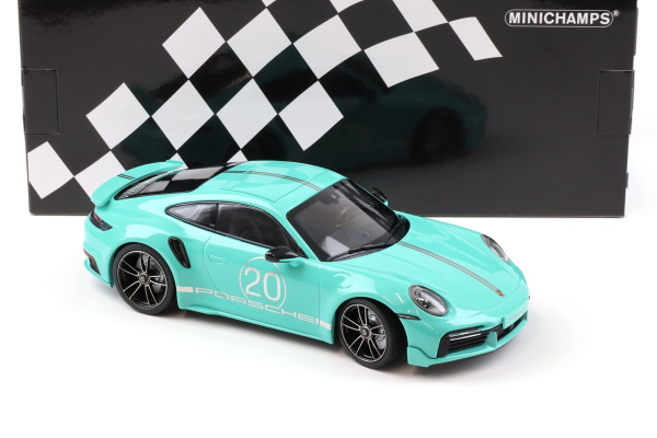Minichamps Porsche 911 992 Turbo S Coupe Sport Design 2021 green 1:18 limited 1/504 Modelcar 155069175