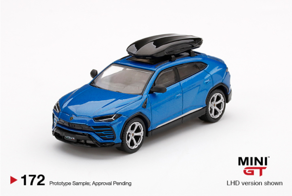 Mini GT Lamborghini Urus Blau Eleos mit Dachbox LHD 1:64 limited MGT00172