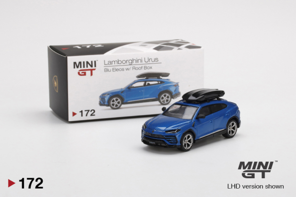 Mini GT Lamborghini Urus Blau Eleos mit Dachbox LHD 1:64 limited MGT00172