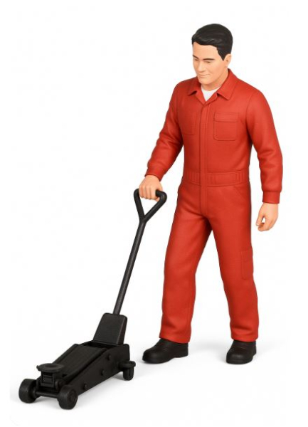 Atlantic 1:18 Figur Sam Mechaniker mit Wagenheber für Modellbau Diorama