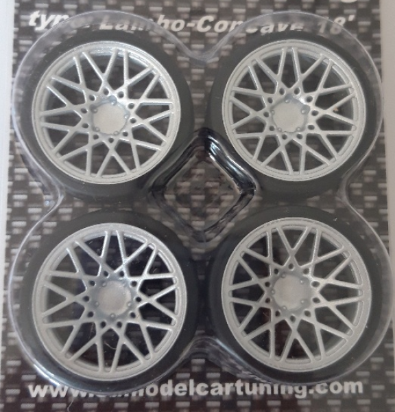 SD Felgen 18 Zoll Rotiform Concave Lambo Style silber 34mm 1:18 Modellauto Tuning