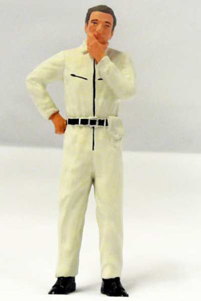 Figurenmanufaktur 180127 Mechaniker nachdenklich, weisser Overall - Figur 1:18