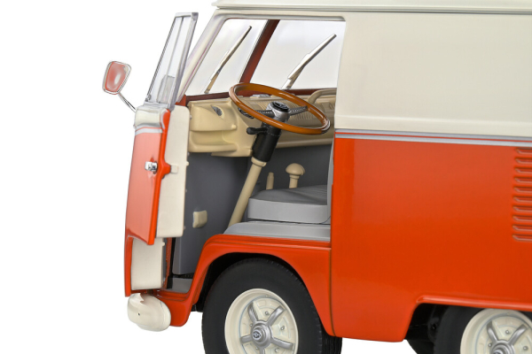 VW Volkswagen Kool Kombi orange weiß mit Anhänger 1:18 Solido Modellauto 421186412