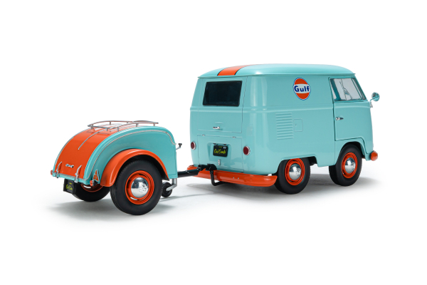 VW Volkswagen T1 Cool Combi Oil Tribute mit Anhänger Gulf 1:18 Solido Modellauto 421186608