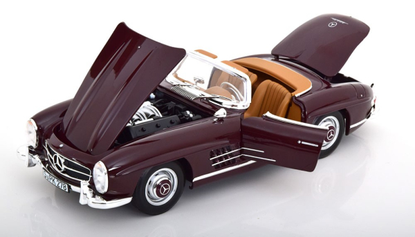 Mercedes-Benz 300 SL Roadster 300SL W198 1957 burgundy red 1:18 Modellauto
