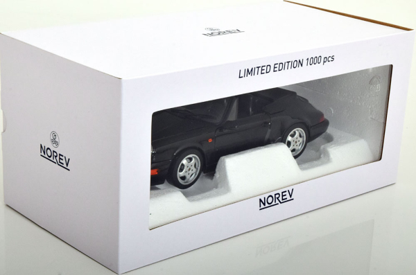 Norev 187332 Porsche 911 Carrera 964 4 Cabrio 1990 schwarz metallic 1:18 Modellauto limitiert 1/1000