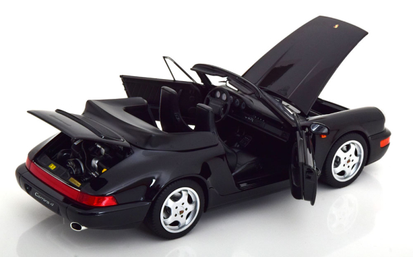 Norev 187332 Porsche 911 Carrera 964 4 Cabrio 1990 schwarz metallic 1:18 Modellauto limitiert 1/1000