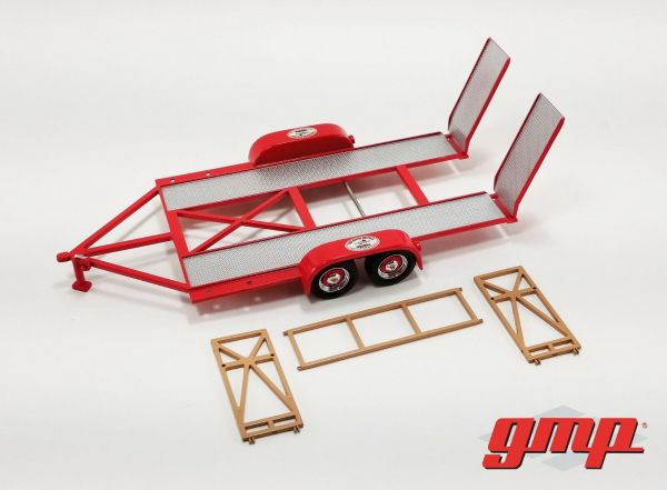 GMP 18963 Tandem Car Trailer with Tire Rack The Busted Knuckle Garage 1:18 Anhänger