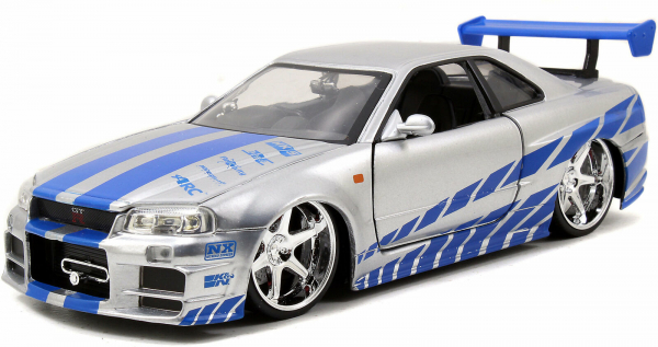 Jada Toys 253203044 Fast & Furious Brian's Nissan Skyline GT-R R34 1:24 Modellauto