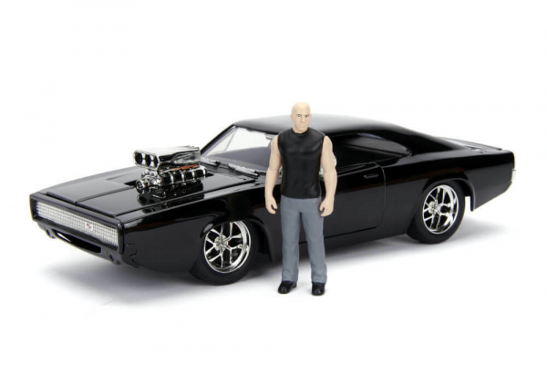 Jada Toys 253205000 Fast & Furious Dom's Dodge Charger R/T 1970 + Figur 1:24 Modellauto