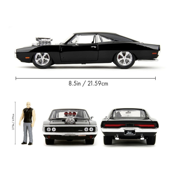 Fast & Furious 1970 Dodge Charger schwarz mit Figur Tom  1:24 Modelcar Jada Toys 253205006