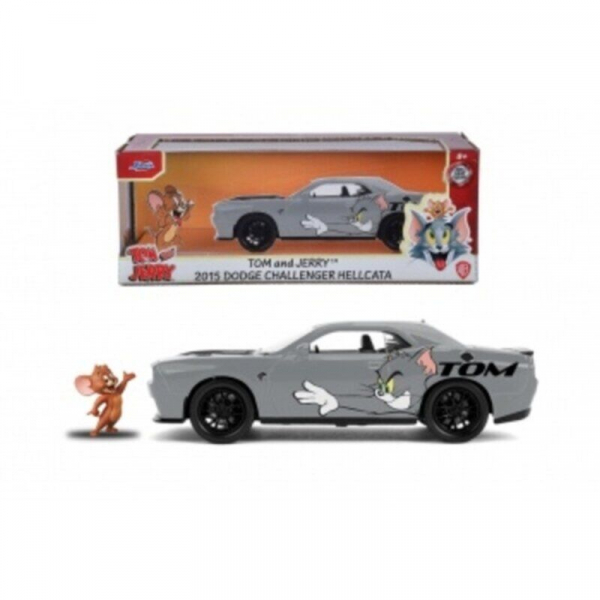 Jada Toys 253255047 Tom & Jerry 2015 Dodge Challenger Hellcata 1:24 Modellauto + Figur