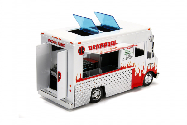 Jada Toys 253225000 Marvel Deadpool Figur + Taco Truck Foodtruck 1:24 Modellauto