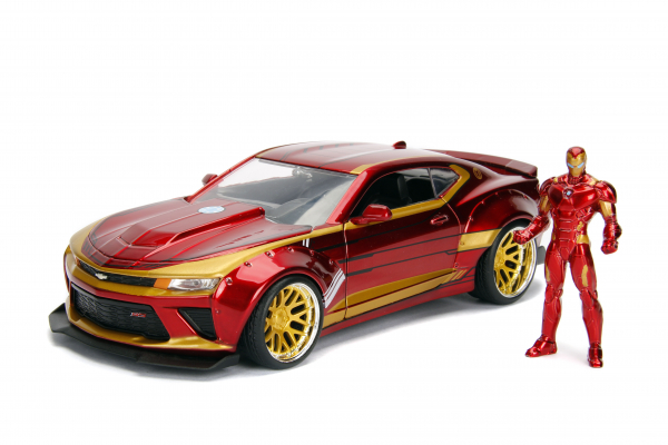 Jada Toys 253225003 Marvel Ironman Figur + 2016 Chevy Camaro SS 1:24 Modellauto
