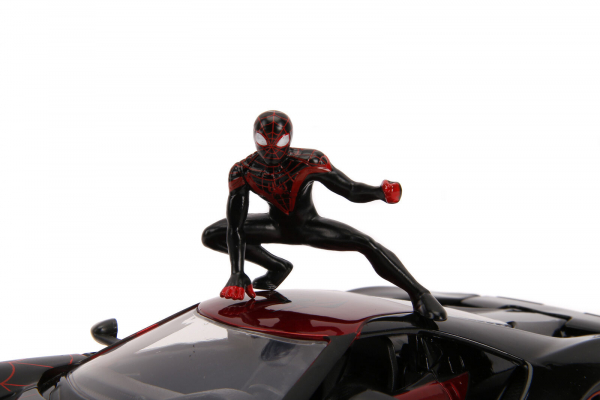 Jada Toys 253225008 Marvel Spiderman Miles Morales Figur + 2017 Ford GT 1:24 Modellauto
