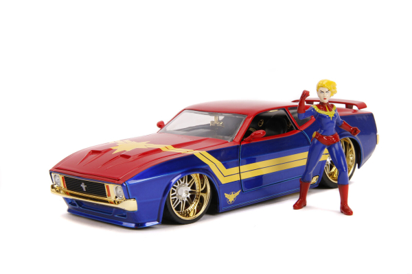 Jada Toys 253225009 Marvel Captain Figur + Ford Mustang 1973 Mach 1 1:24 Modellauto