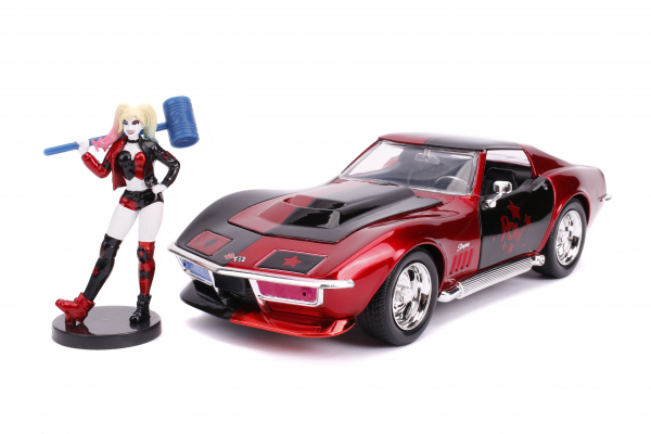 Jadatoys 31196 1969 Chevy Corvette Stingray mit Figur Harley Quinn 1:24 Modellauto