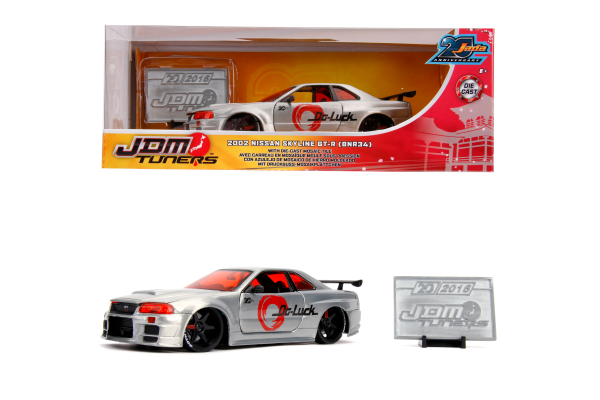 Jada Toys 253745019 Nissan Skyline 2002 GTR R34 JDM Tuners 1:24 Modellauto