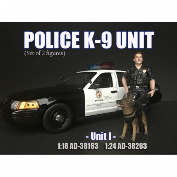American Diorama 38263 Police K9 unit Set I Polizist mit Hund 1:24 1/1000