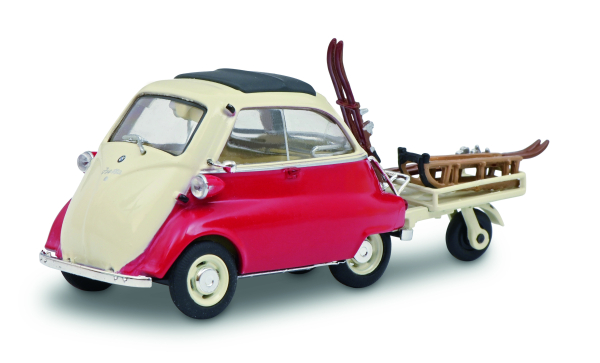 Schuco BMW Isetta mit Autoporter Anhänger Wintersport Ski 1:43 limitiert 1/750 Modellauto