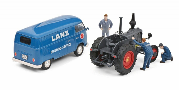 Schuco Set Lanz Bulldog Traktor + VW T1b Lanz Service + 3 Figuren 1:32 limitiert