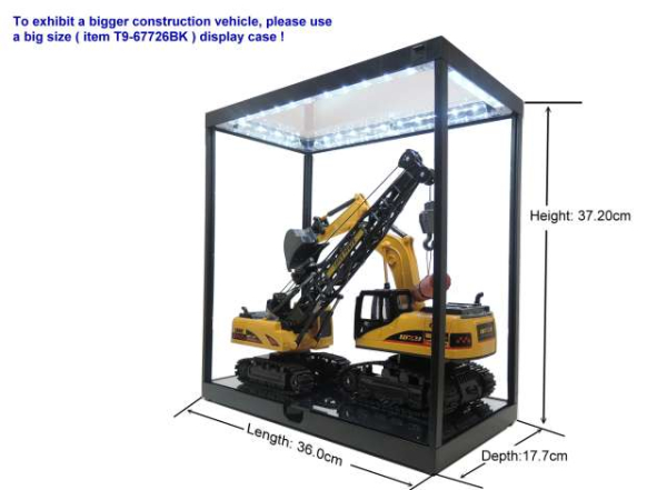Display Case mit Beleuchtung T9-67726BK Vitrine schwarz für 1:6 Figuren und viel mehr