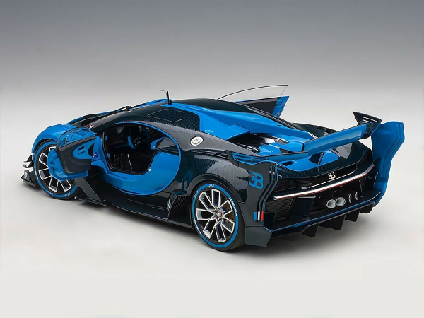 BUGATTI VISION GRAN TURISMO "16" RACING BLUE & CARBON 1/18 CAR BY AUTOART 70986 