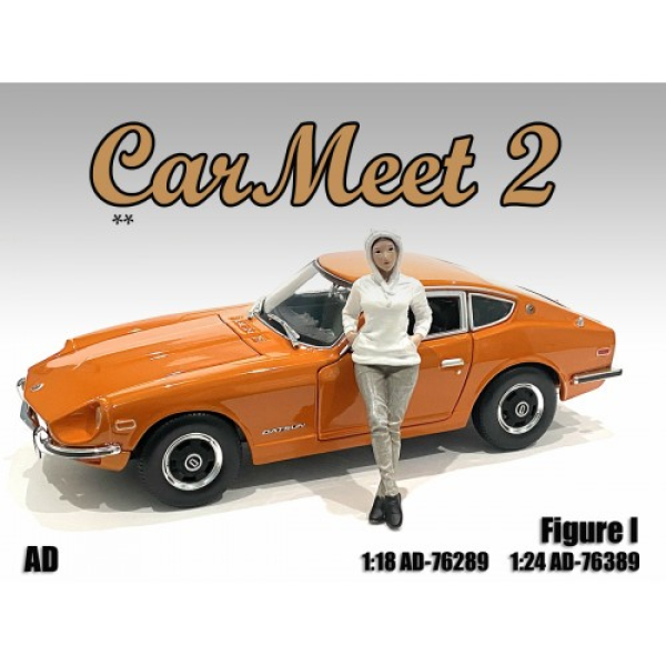 American Diorama 76289 Car Meet 2 stehende Frau mit Hoody 1:18 Figur 1/1000 limitiert