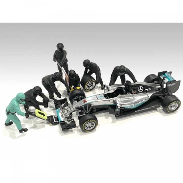 American Diorama 76551 Formel 1 Pit Crew schwarz 1:18 F1 Mechaniker Figuren 1/1000