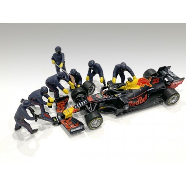 American Diorama 76552 Formel 1 Pit Crew blau-violett 1:18 F1 Mechaniker Figuren 1/1000