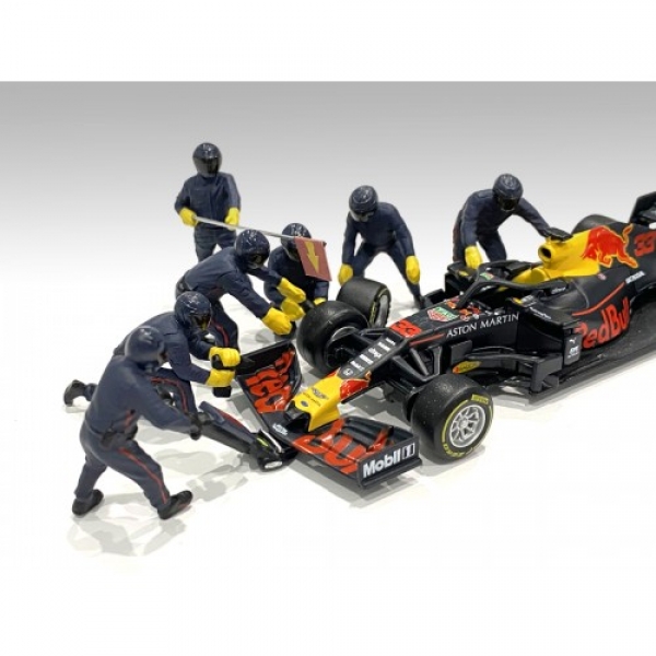 American Diorama 76552 Formel 1 Pit Crew blau-violett 1:18 F1 Mechaniker Figuren 1/1000