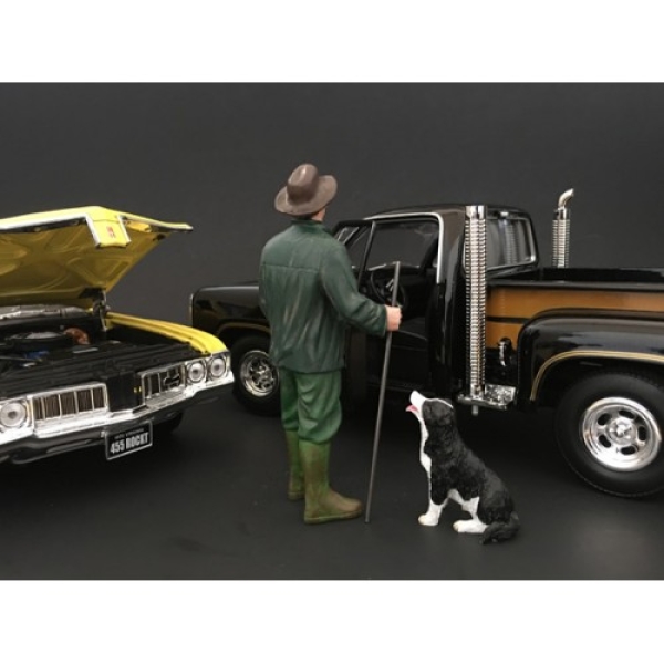 American Diorama 77448 Mann mit Hund 1/1000 1:18