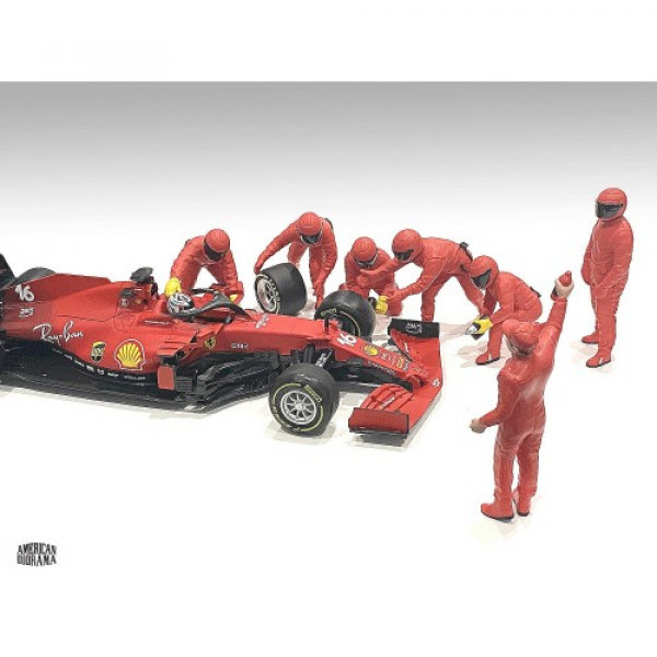 American Diorama 76556 Pit Crew Set III Team rot F1 Mechaniker 1:18 limitiert 1/1000