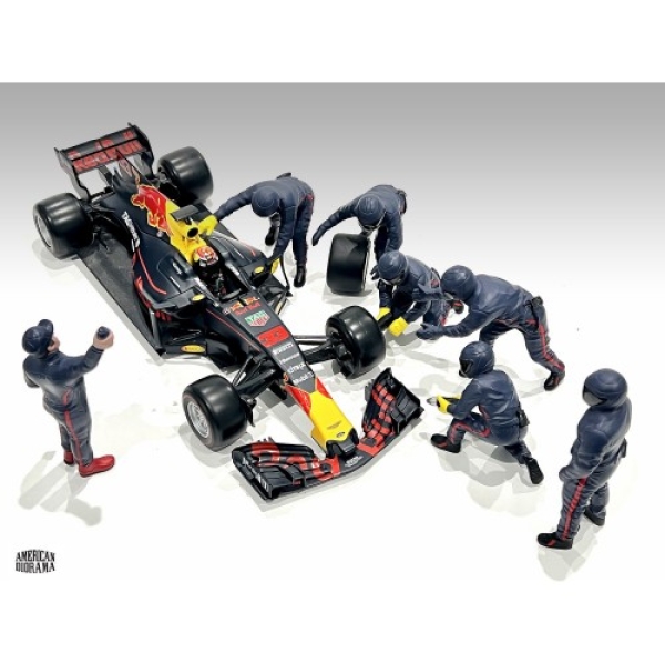 American Diorama 76558 Pit Crew Set III Team violett F1 Mechaniker 1:18 limitiert 1/1000