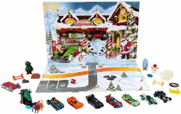 Mattel Hot Wheels GJK02 Kinder Adventskalender 2020 mit 8 Modellautos 1:64 für Männer Kinder