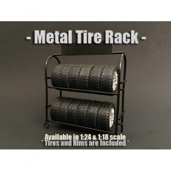 American Diorama 77518 Zubehör - Metall Reifengestell inkl. Reifen 1:18