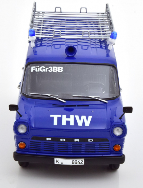 KK-Scale Ford Transit Bus THW Köln 1965-1970 blau 1:18 Modellauto 180468